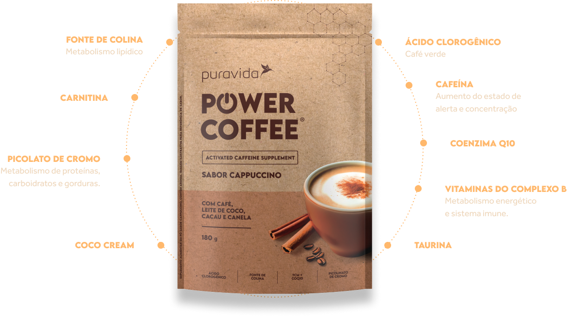 Comprar Power Coffee Capuccino 180g - Puravida